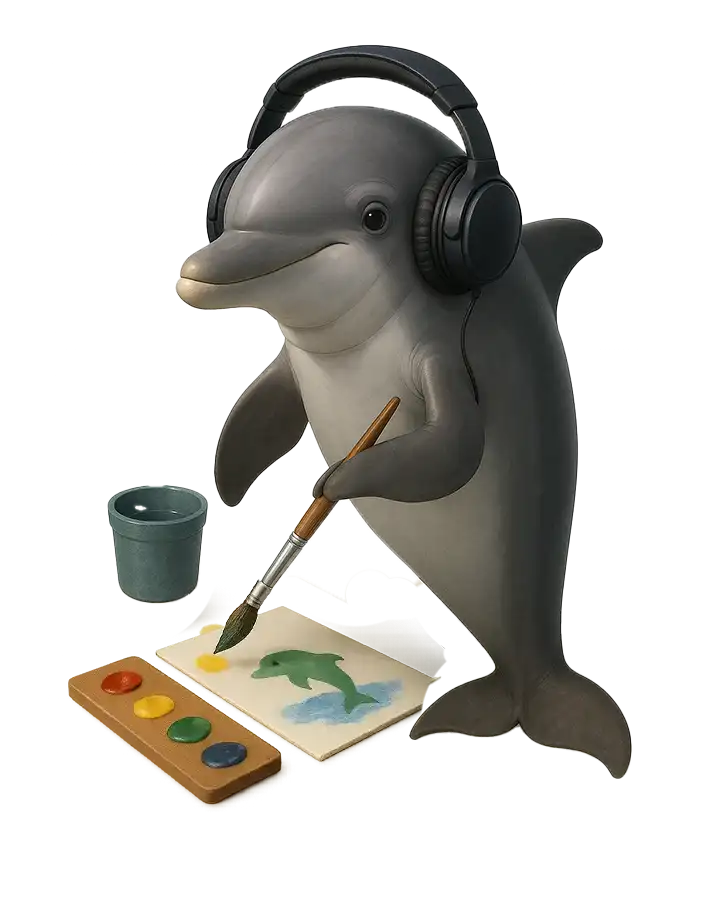 Dolphin Painting with Headphones